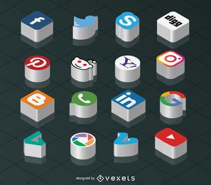 3D SocMedia Isometric Icons FREE Stock Icon, isometric, social-media, 3d picture