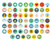 60 Colorful Round Icons Pack FREE Stock Vector, ui elements, ui, set picture