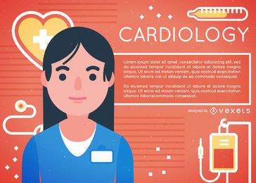 Cardiology Doctor Art Flat FREE Stock Vector, doctor, health, healthcare picture