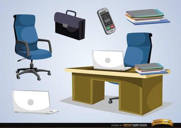 Corporate Work Essentials FREE Stock Vector, objects, office, executive picture