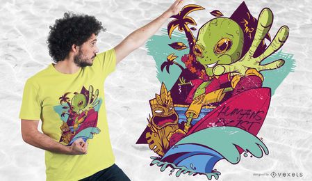Extraterrestrial Wave Rider Tee FREE Stock Psd, t-shirt, alien, surf picture
