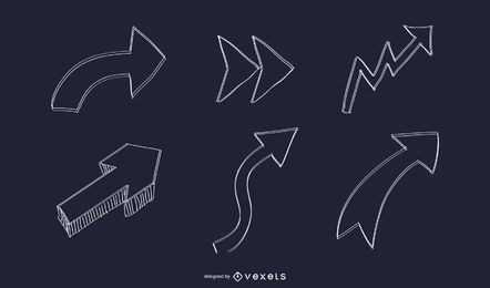 Handcrafted Arrow Collection FREE Stock Icon, hand-drawn, arrow, line-art picture