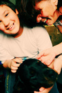 Boy and mother interacting with a dog FREE Stock Photo, boy, mother, dog picture