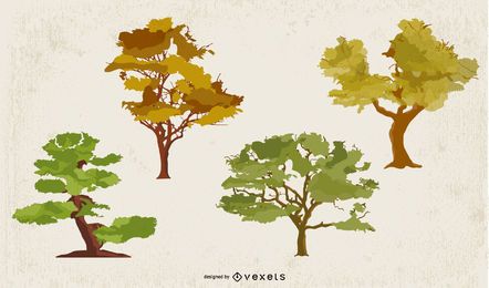 Nature Tree Pack FREE Stock Vector, tree, silhouettes, nature picture