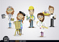 People working in different jobs FREE Stock Vector, professionals, professions, cartoon picture