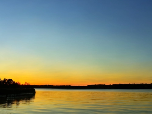 Ruhevolle Seebucht Sonnenuntergang KOSTENLOSES Stock-Photo-Bild, Sonnenuntergang,  See,  Ruhe