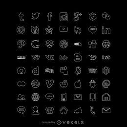 Slimline Social Icons FREE Stock Icon, thin, icon, set picture