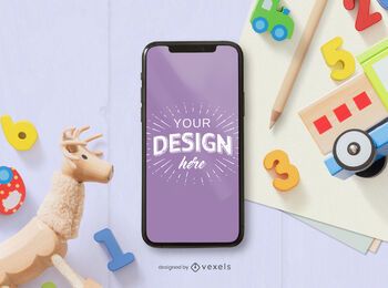 Tech toy phone composition FREE Stock Psd, mockup, phone, iphone picture