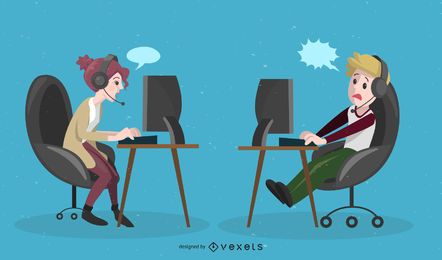 Telephone Office Duo FREE Stock Vector, assistant, business, call picture