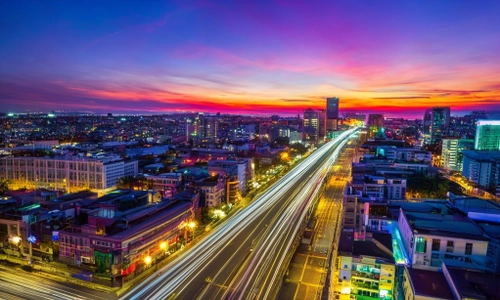 Vibrant City Sunset FREE Stock Photo, city,  sunset,  urban picture