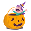 Dark Witch Girl Jack-O-Lantern PNG Design