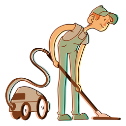 Man cleaning with vacuum PNG design FREE Stock Clipart, character, clean, cleaning picture