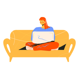 Relaxed Girl Laptop PNG Design FREE Stock Clipart, girl, character, laptop picture