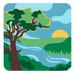 River Sunset Nature PNG FREE Stock Vector, landscape, river, tree picture