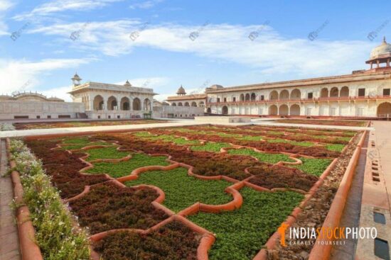 Agra Fort medieval royal palace interior architecture with Anguri Bagh