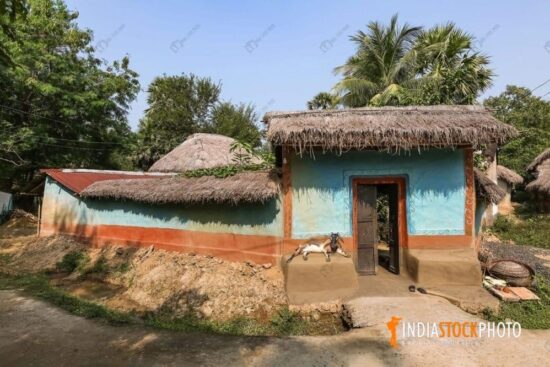 Village hut with thatched roof at Bankura West Bengal