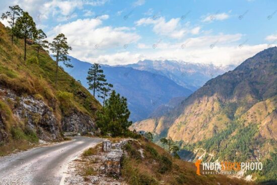 Himalaya mountain road with scenic landscape at Munsiyari Uttarakhand