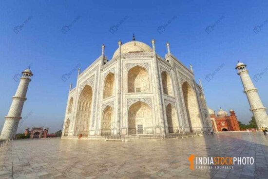 Taj Mahal mausoleum in close up view