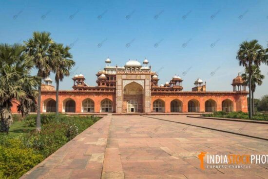 Historic Akbar tomb at Sikandra Agra built with marble and red sandstone