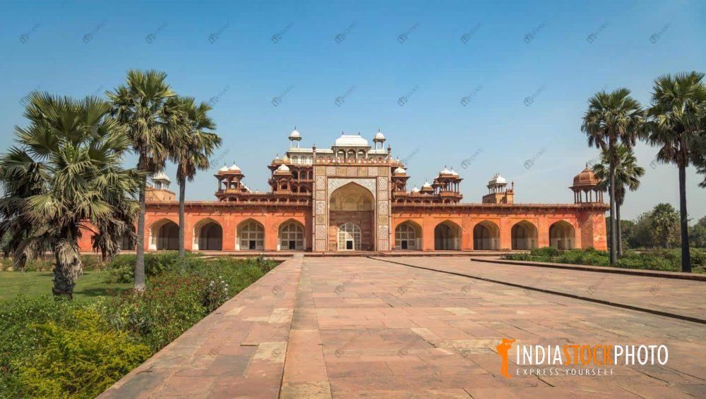 Historic Akbar tomb at Sikandra Agra built with marble and red sandstone