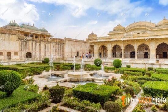 Amer Fort Jaipur Seesh Mahal medieval architecture with garden