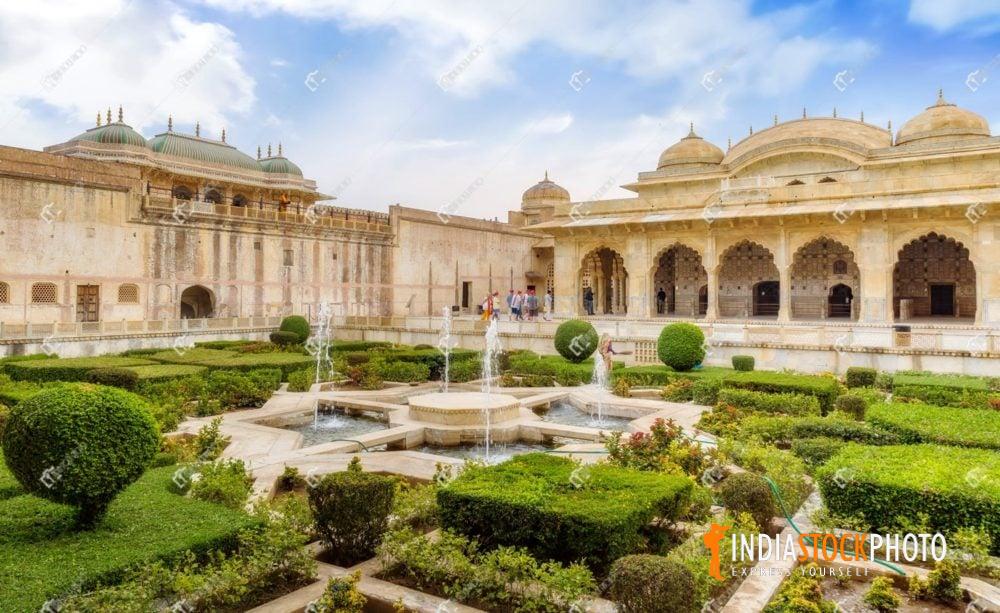 Amer Fort Jaipur Seesh Mahal medieval architecture with garden