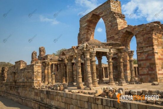 Ancient stone ruins at Qutub Minar complex Delhi
