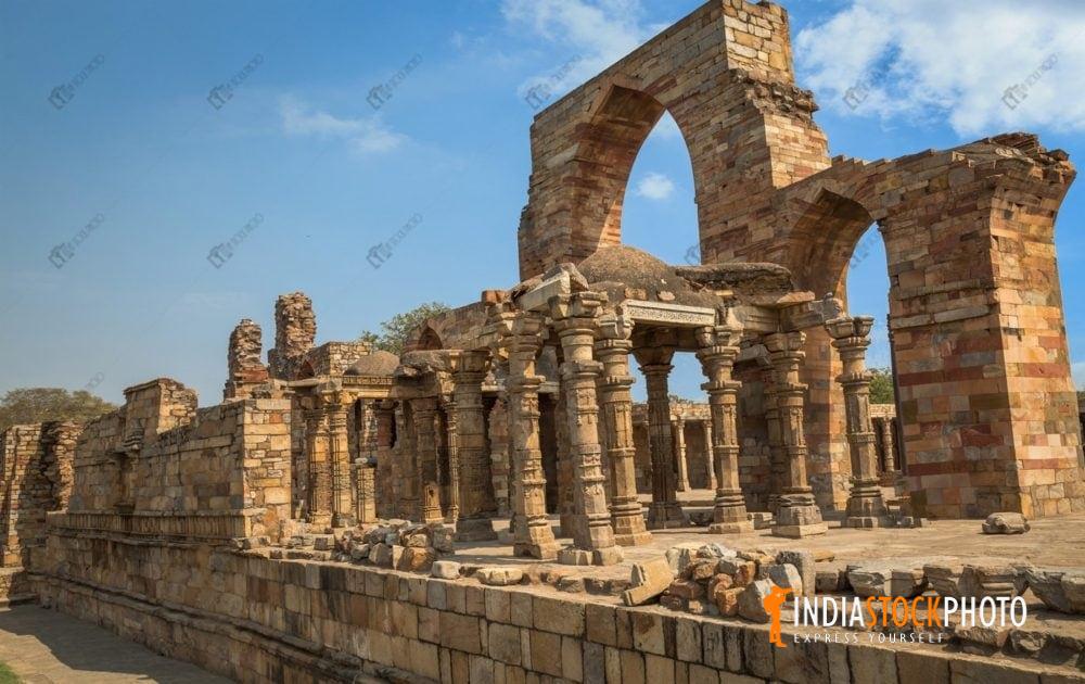 Ancient stone ruins at Qutub Minar complex Delhi