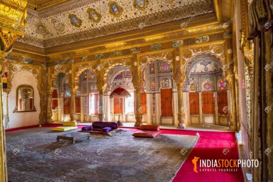 Mehrangarh Fort golden royal palace room interior view