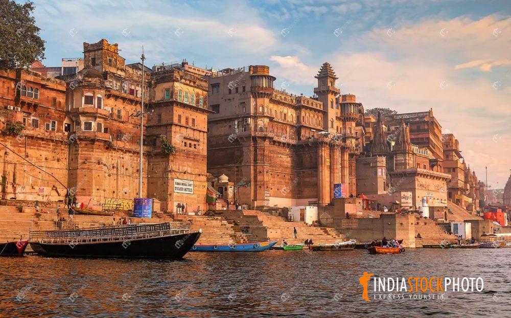 Historic Varanasi ancient city architecture on the banks of river Ganges