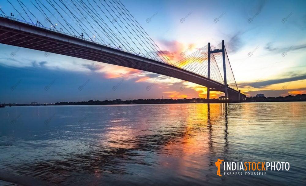 Vidyasagar setu cable stayed bridge on river Ganges at Kolkata