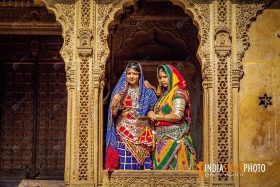 Rajasthani women in traditional dress at Patwon ki Haveli Jaisalmer