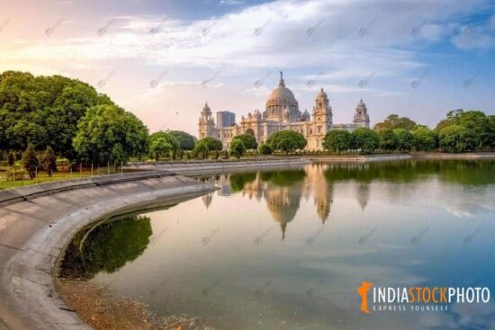 Historic Victoria Memorial monument Kolkata at sunrise
