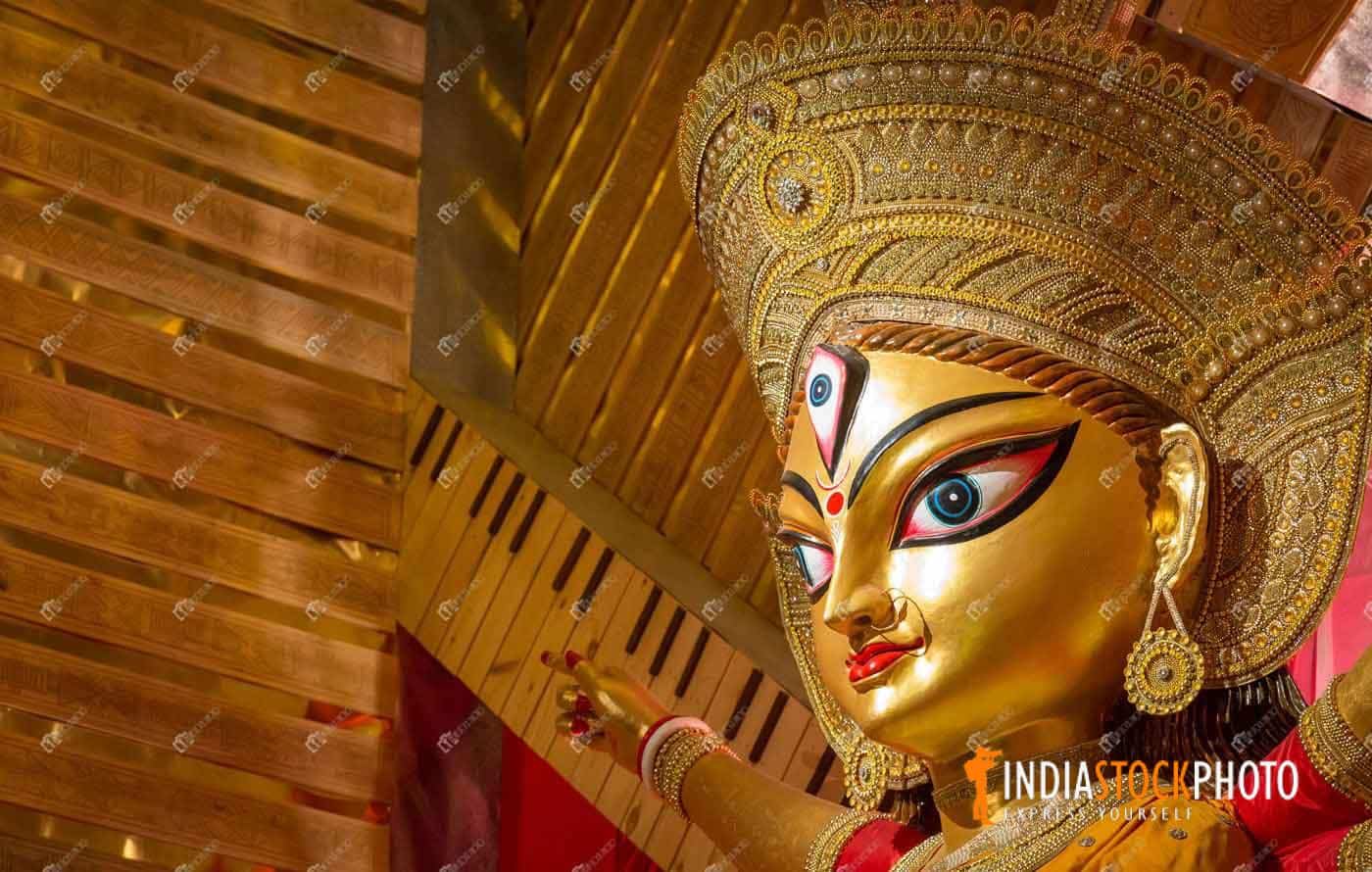 Devi Durga idol close up side view