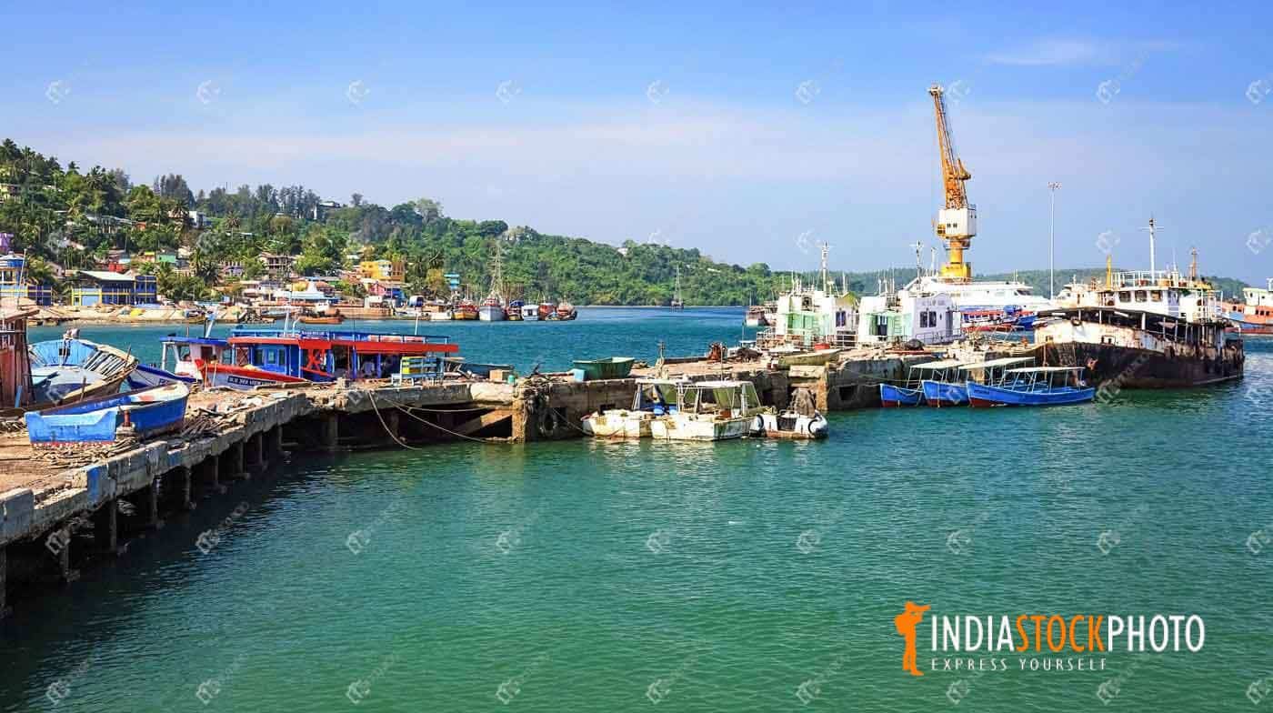 Port Blair port with shipping vessels at Andaman