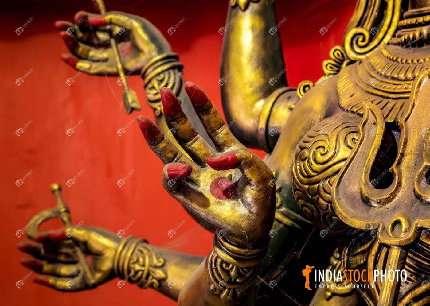 Goddess Durga blessings hand in close up view