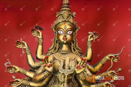 Traditional Goddess Durga idol made of terracotta
