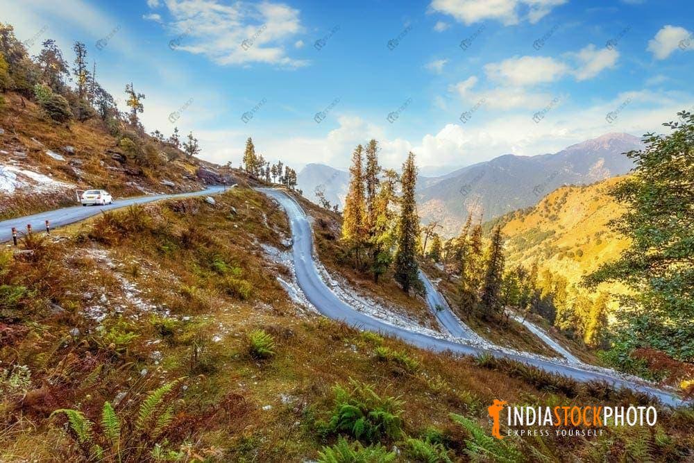 Mountain road with scenic landscape at Uttarakhand