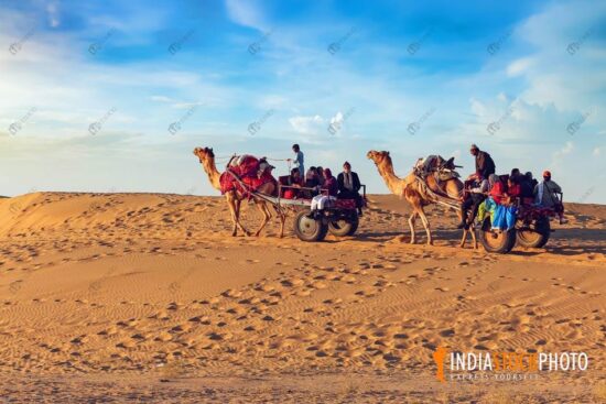 Camel cart ride at Thar desert Jaisalmer Rajasthan