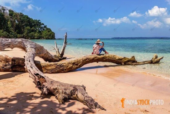 Tourist at Jolly Buoy island sea beach Andaman