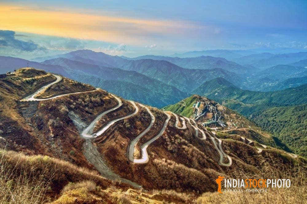 Sikkim Silk Route mountain road with scenic landscape
