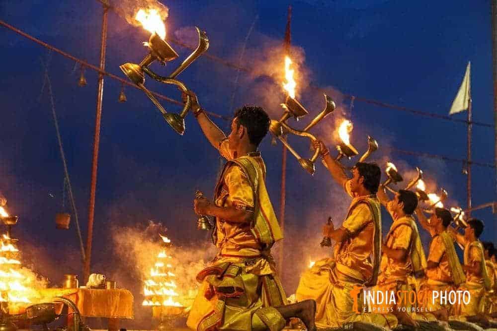 Ganga Aarti ritual ceremony at Assi Ghat Varanasi