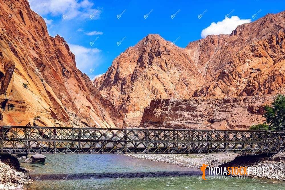 Mountain river bridge at Ladakh India