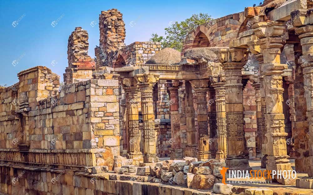 Medieval stone ruins at Qutub Minar complex Delhi