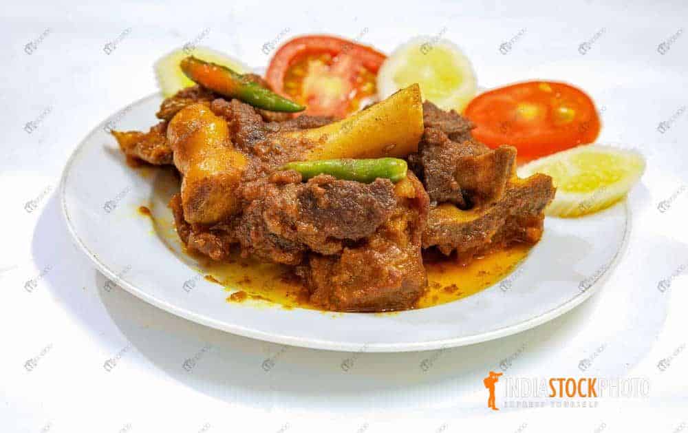 Spicy Bengali cuisine mutton kosha side dish