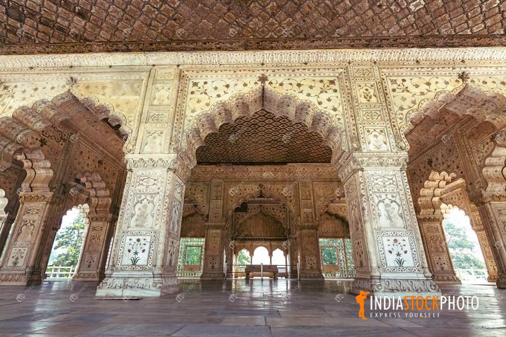 Red Fort Delhi Diwan-i-Aam interior white marble architecture