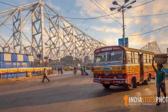 Vendor and public transport vehicles near Howrah bridge Kolkata
