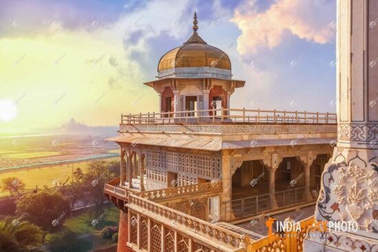 Agra Fort dome medieval architecture at sunrise
