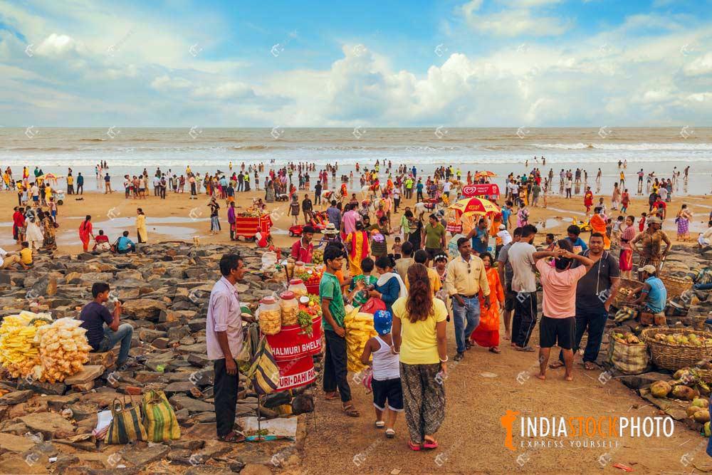 Crowded Indian sea beach