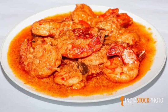 Chingri macher malai curry Indian prawn cuisine dish